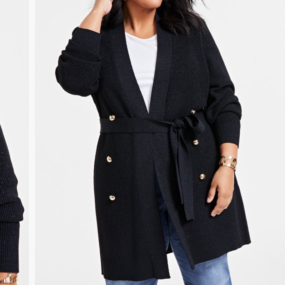 Metallic Double-Breasted Cardigan 3X